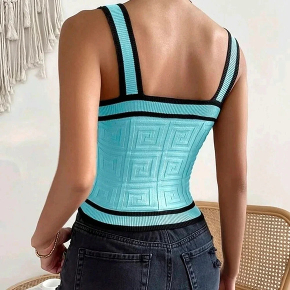 Color Block Knitted Cardigan With Edge Trim And Front Buttons - Picture 6 of 6